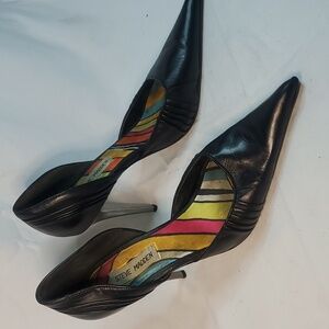 Steve Madden Broil d'Orsay high heels pleated leather steel heel 8B